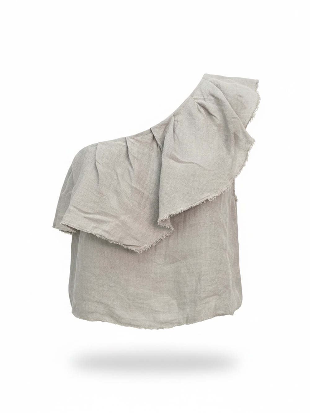 Zara Light Gray One-Shoulder Ruffle Camisole